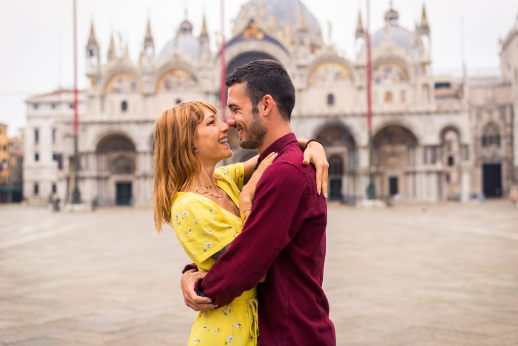 Man hugging his wife